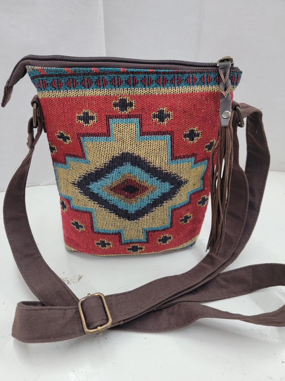 Boho Southwestern Woven Pattern Crossbody Bag